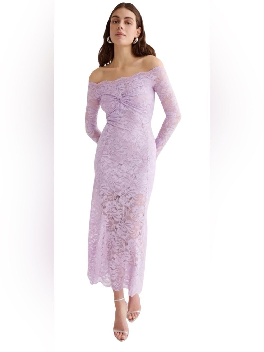 Rabanne Off The Shoulder Lace Midi Dress Size US 2